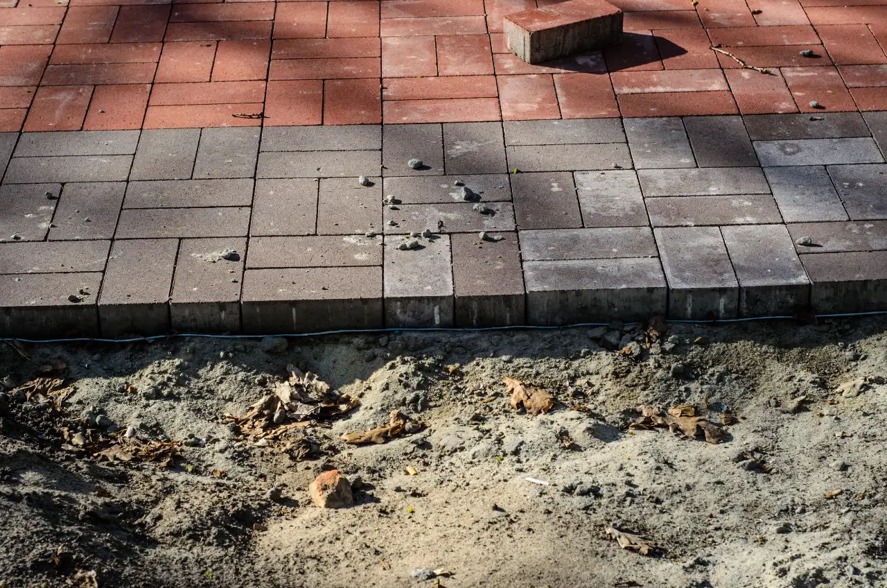 Brick pavers installed on sandy base in New Jersey
