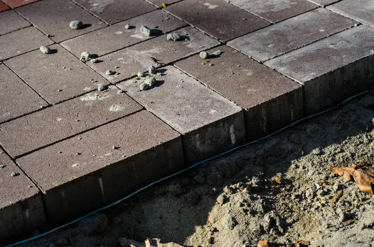 Close up of brick paver installation project in New Jersey