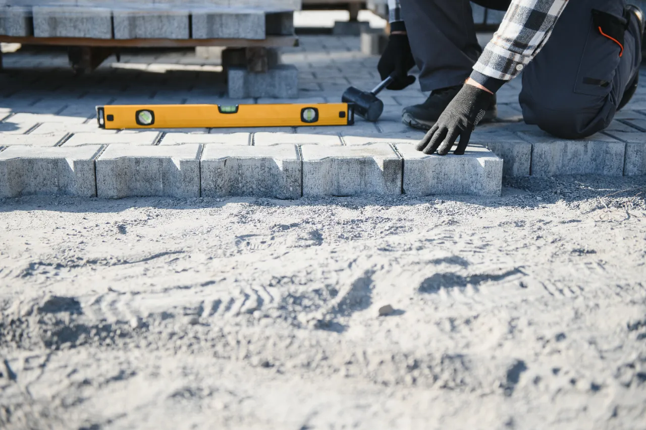 Close-up of paver installation by Meddany in New Jersey