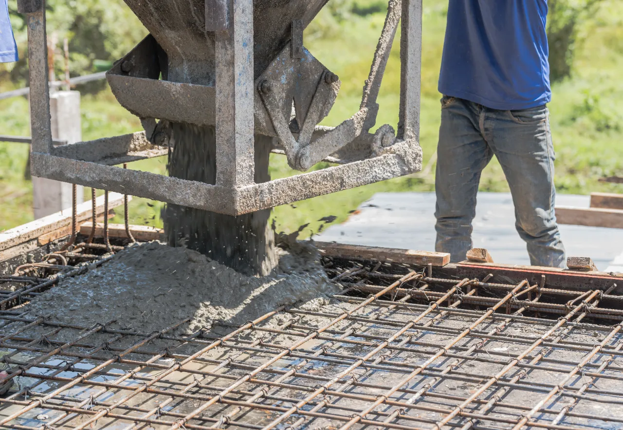 Fence post being set in concrete in New Jersey